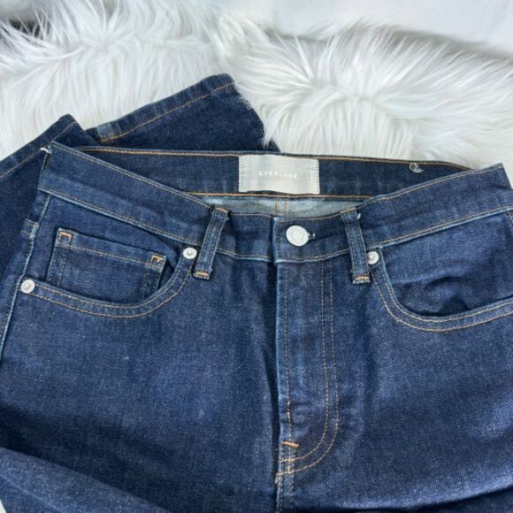 Everlane Mid Rise Dark Wash Slim Straight Jeans Sz 26 - Picture 4 of 9